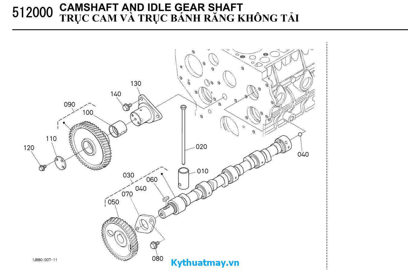 Trục cam và trục bánh răng không tải